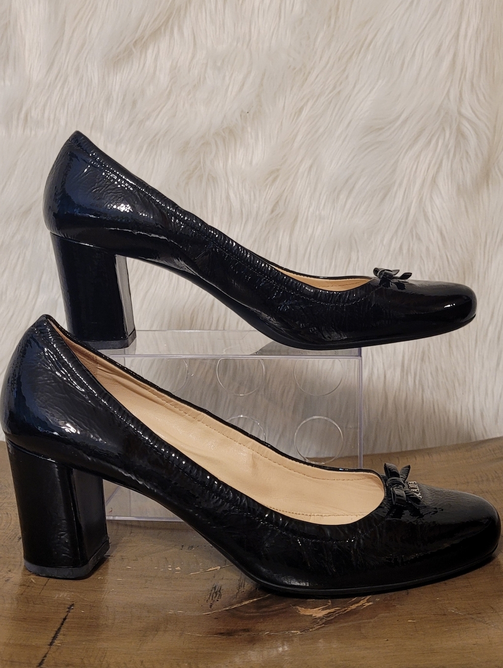 Prada Black Patent Leather Chuncky Heel s - Picture 2 of 12